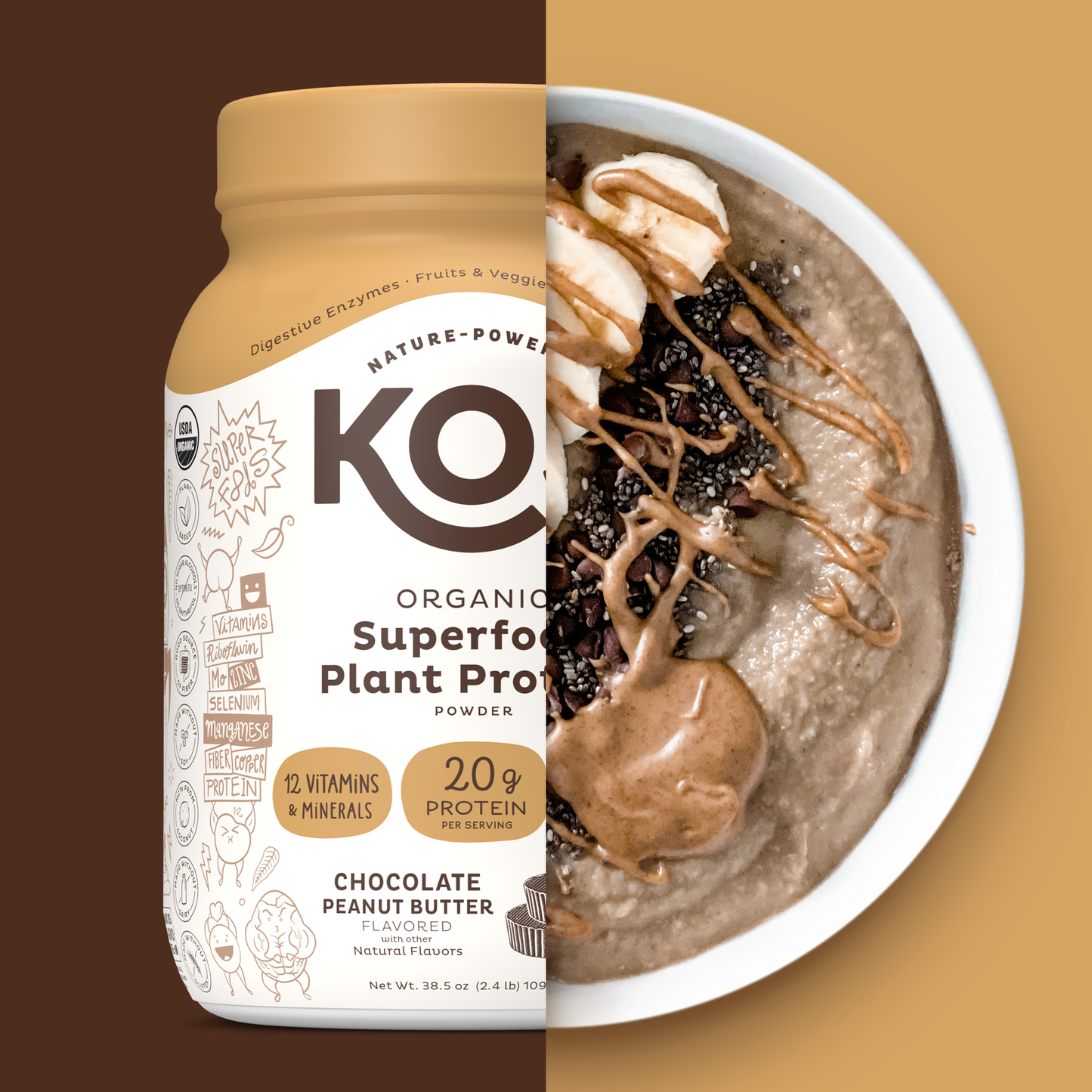 organic plant protein - chocolate peanut butter - 28 servings