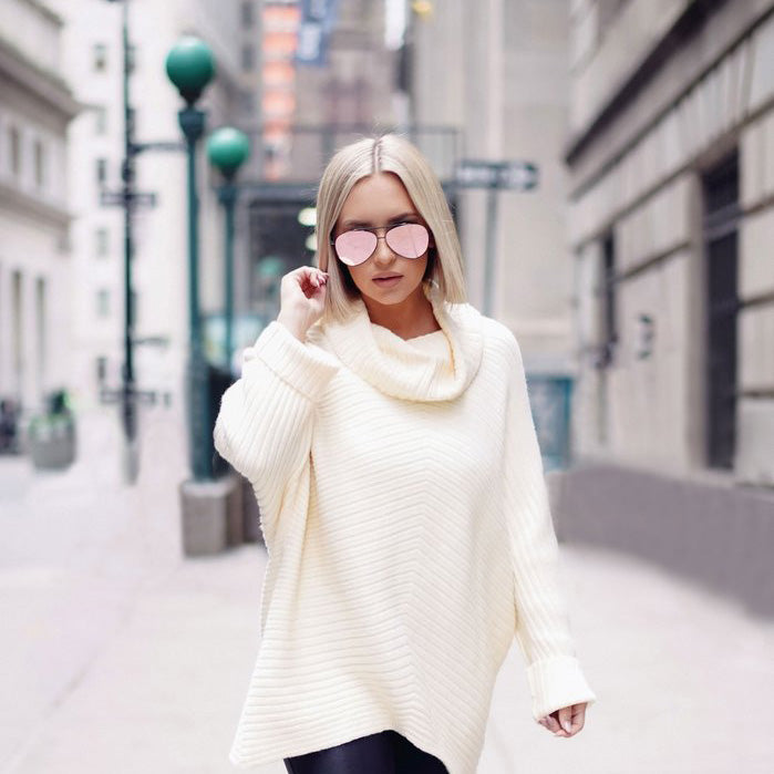 megan - rose gold metal aviator sunglasses