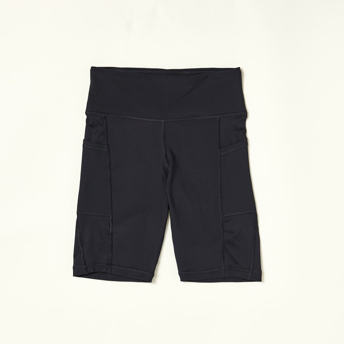 over-time recycled poly biker shorts in black