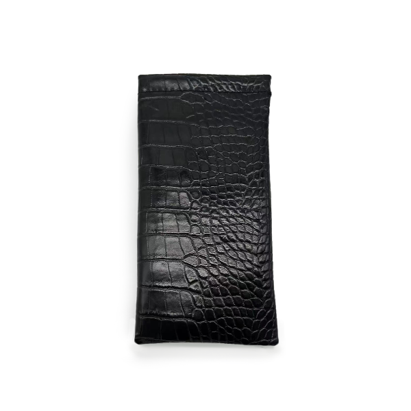 black faux croco soft pouch