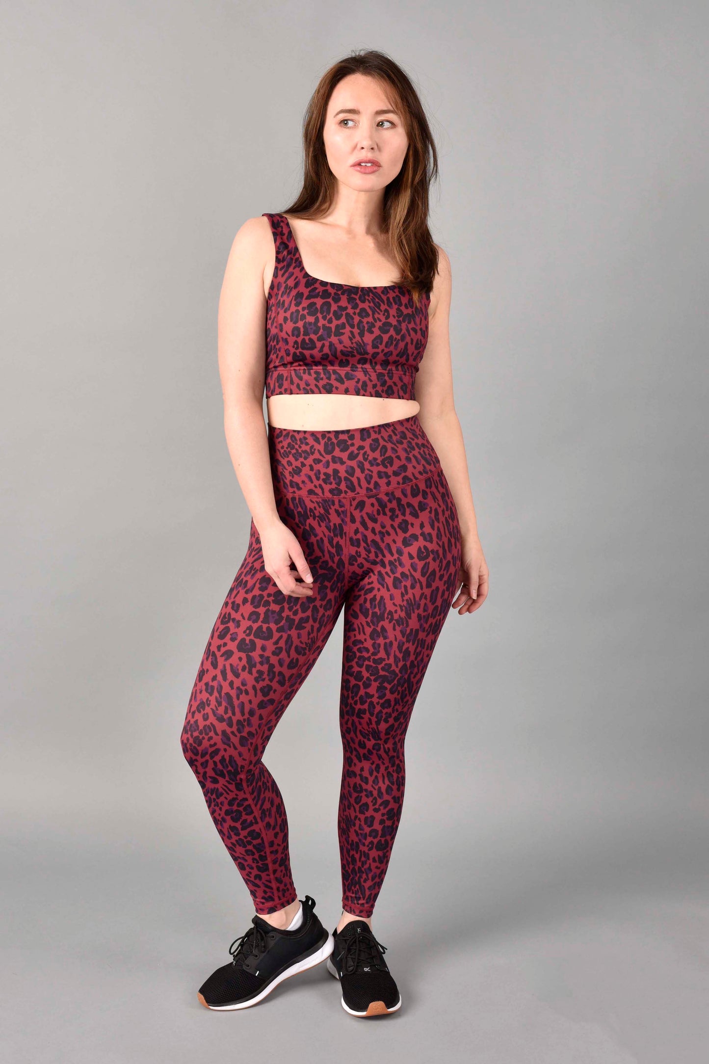 brigitte recycled luxe longline bra in red velvet leopard