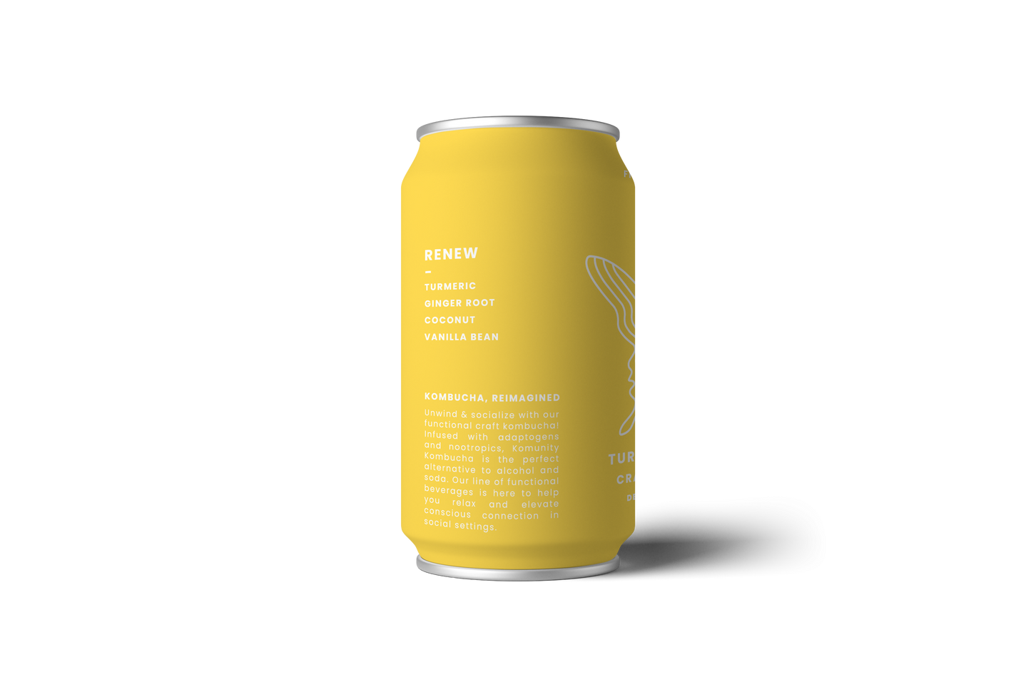 komunity kombucha "renew" turmeric tango kombucha cans - 24 x 12oz