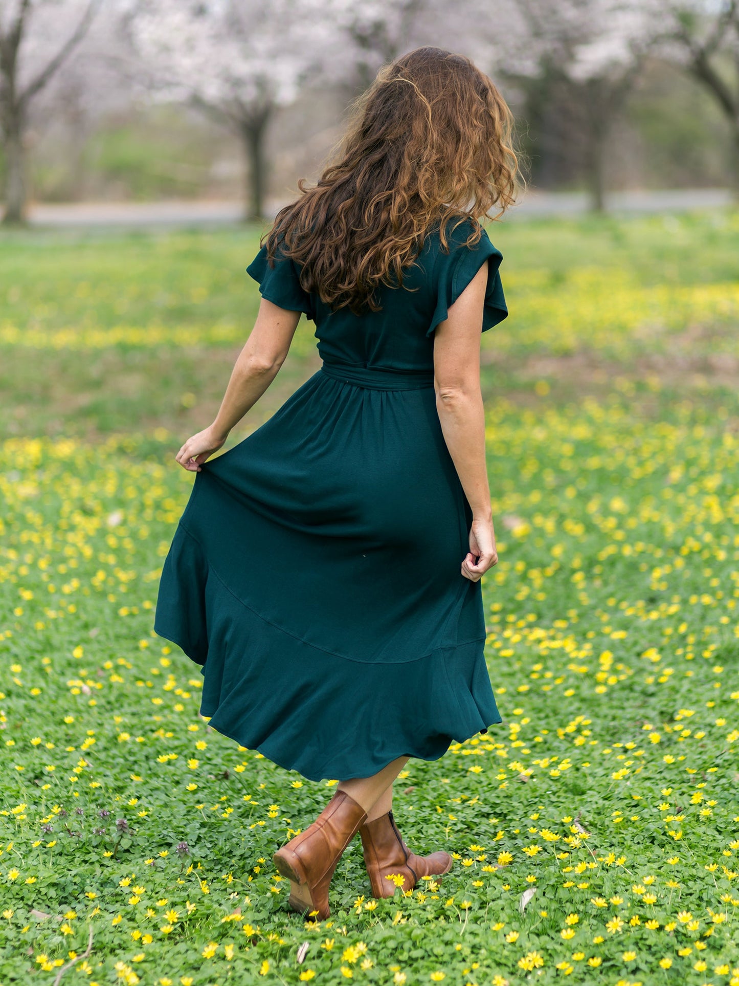 monstera ruffle wrap dress
