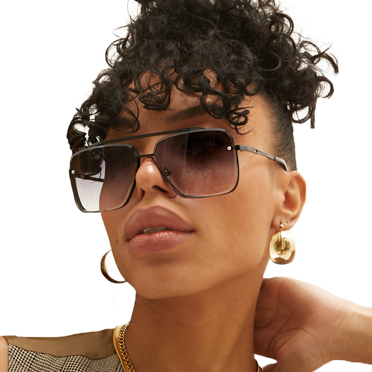 bella - midnight oversized squared aviators