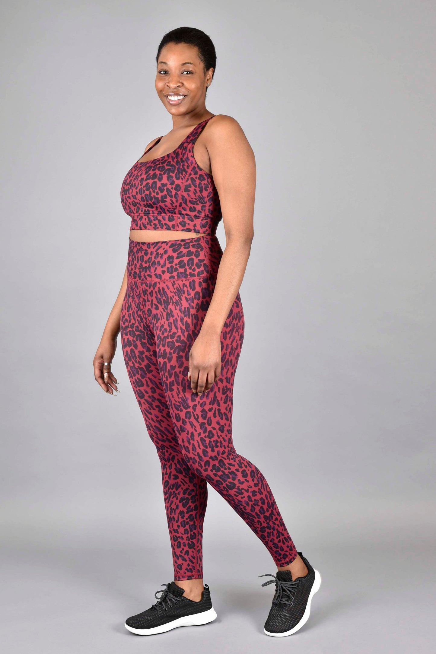 ultra high rise recycled luxe 7/8 legging in red velvet leopard