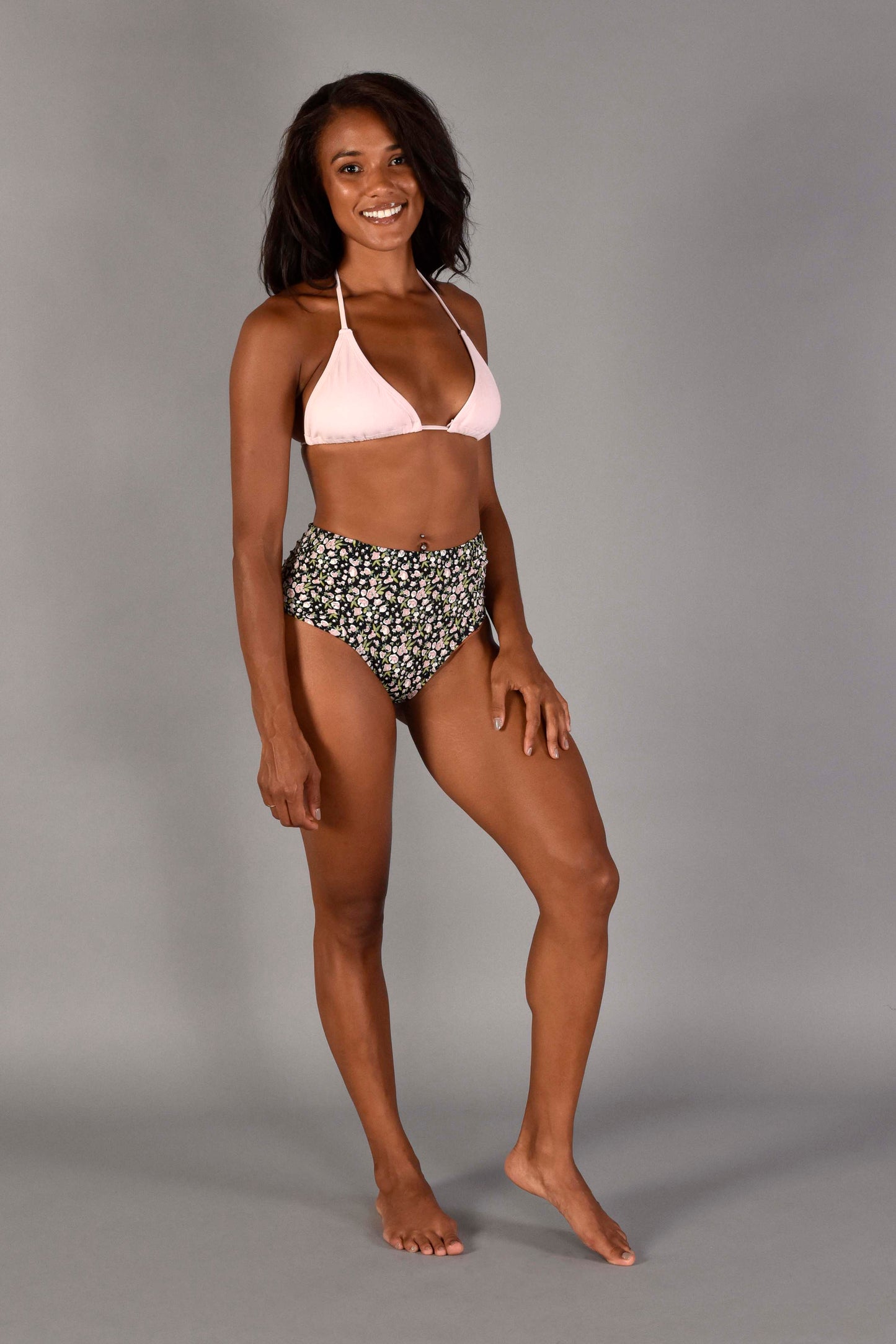 dannie recycled rib string bikini top in sugar pink