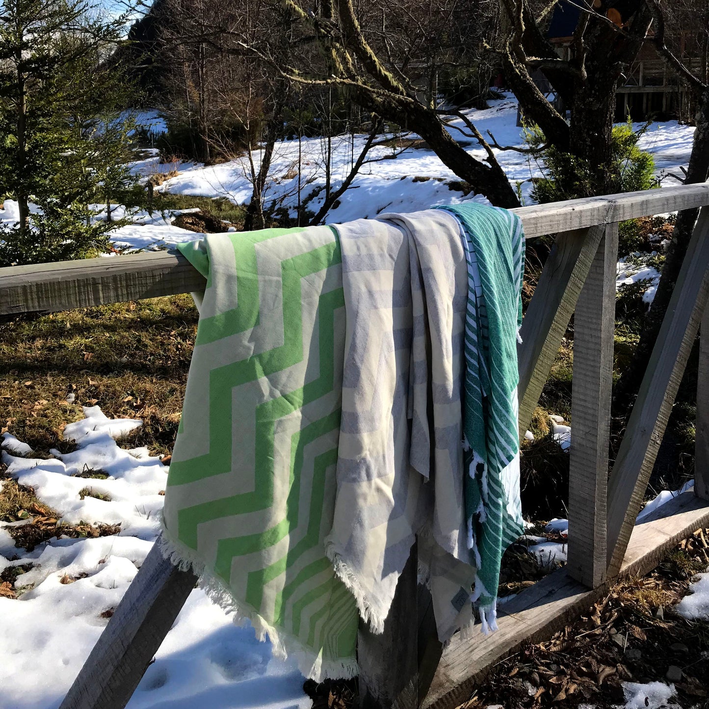 mersin chevron towel / blanket - green