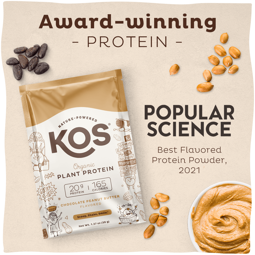 kos organic plant protein - chocolate peanut butter - single serving