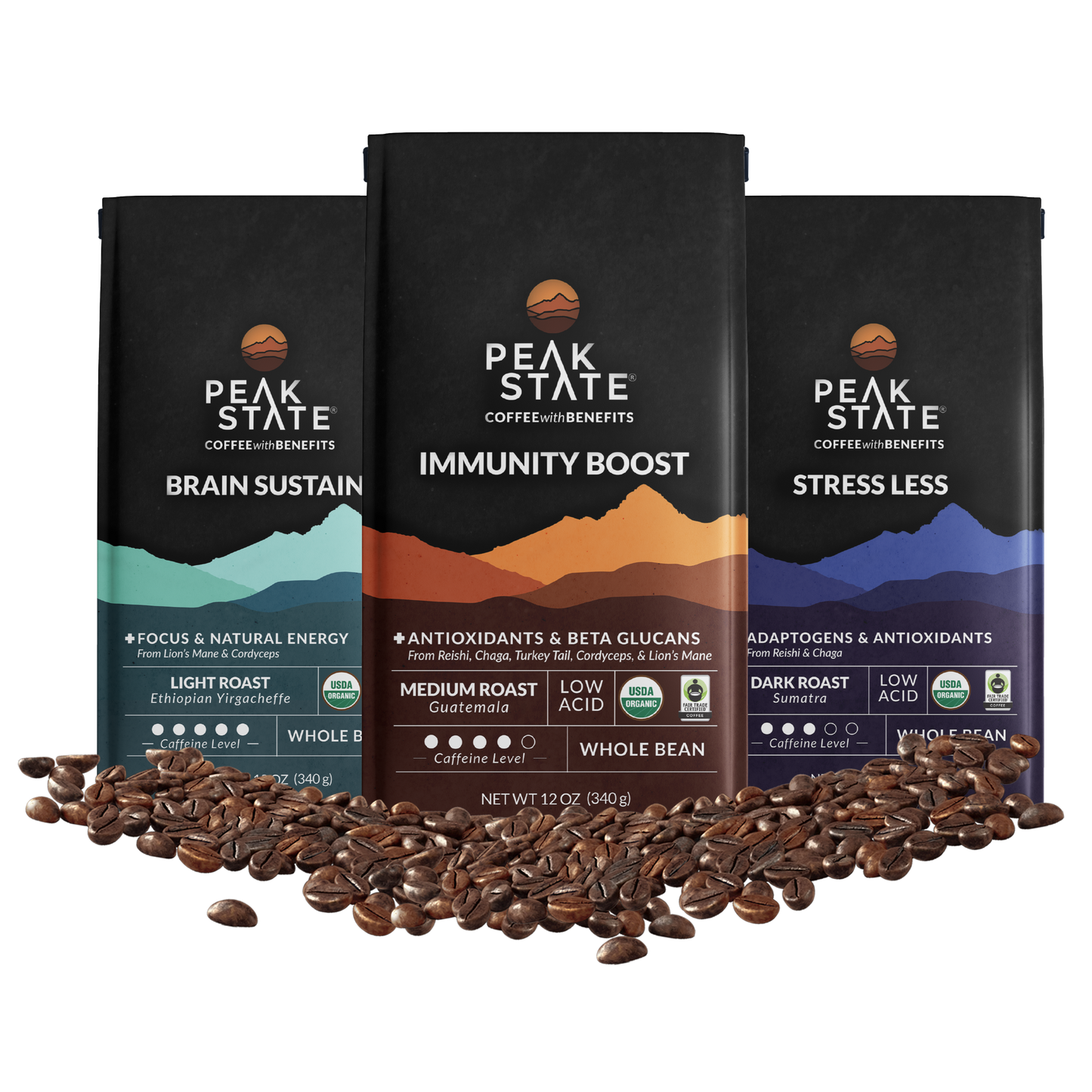 variety pack - peak state coffee-3 x 12 oz bags