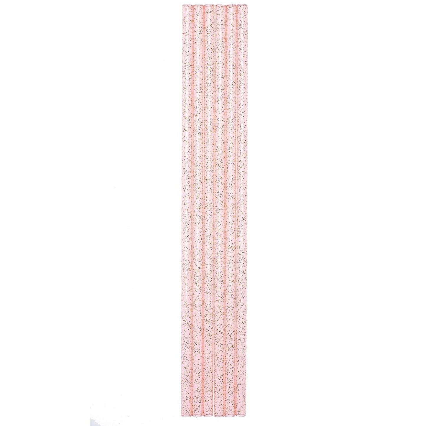 set of 6 pink glitter reusable straws | bpa-free acrylic | 11" extra long elegant straws