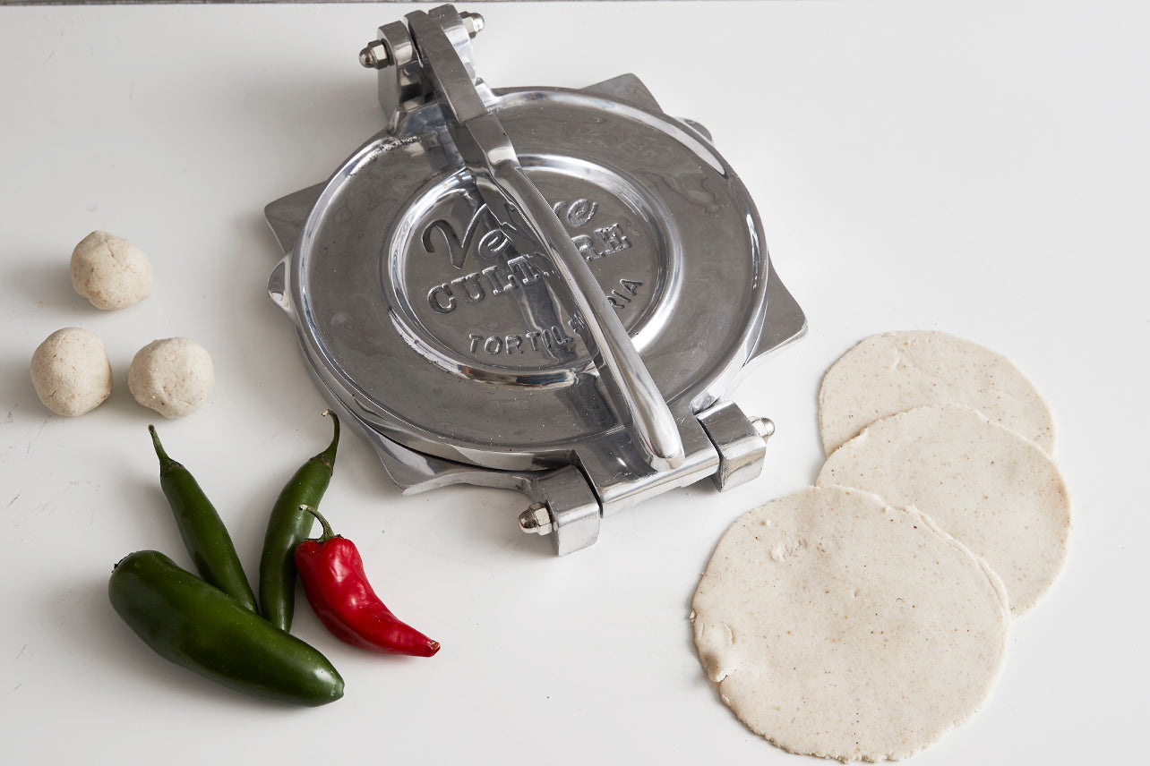 xl tortilla press - polished aluminum