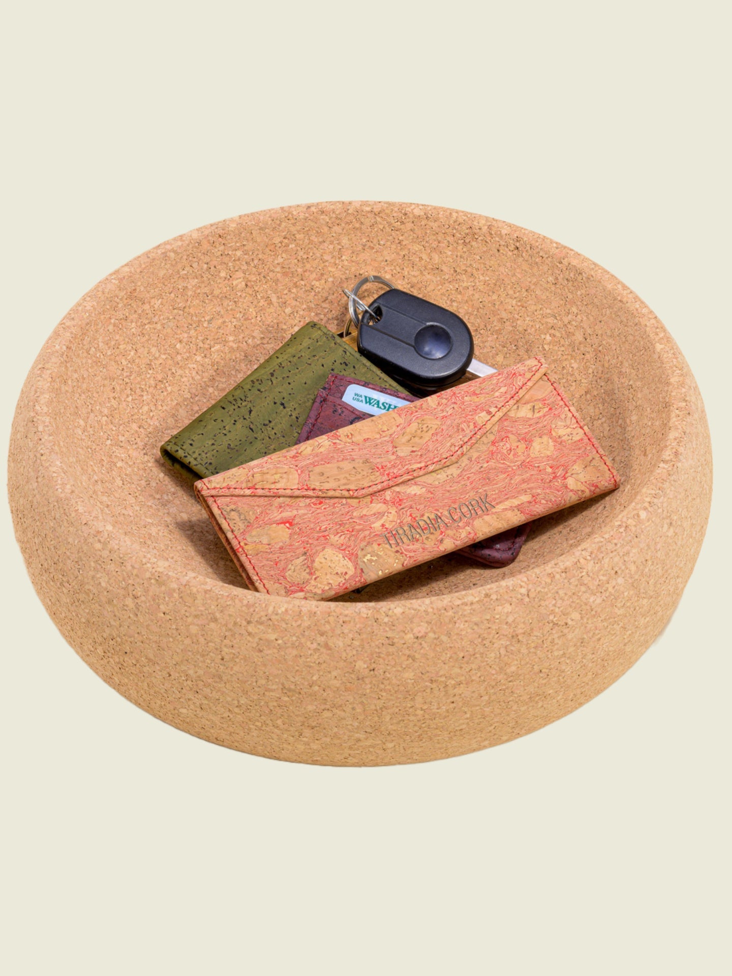 upcycled cork decorative storage bowl