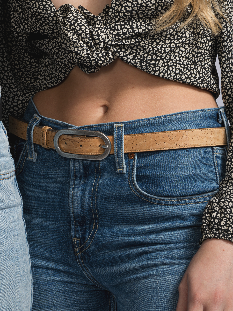 vegan cork leather women's belt (natural)
