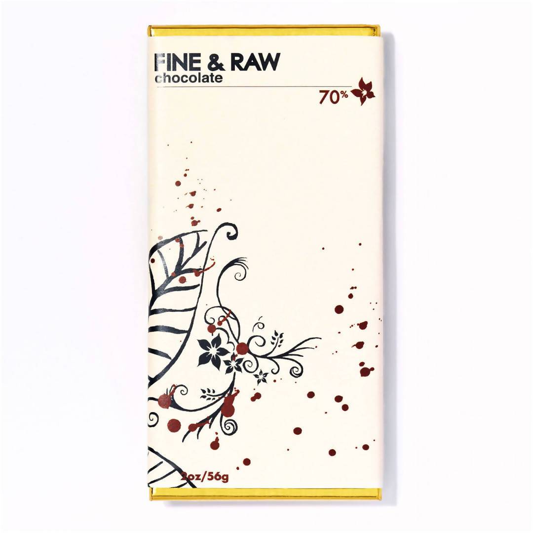fine and raw dark chocolate, organic (70% cocoa / cacao) - 10 bars x 2oz