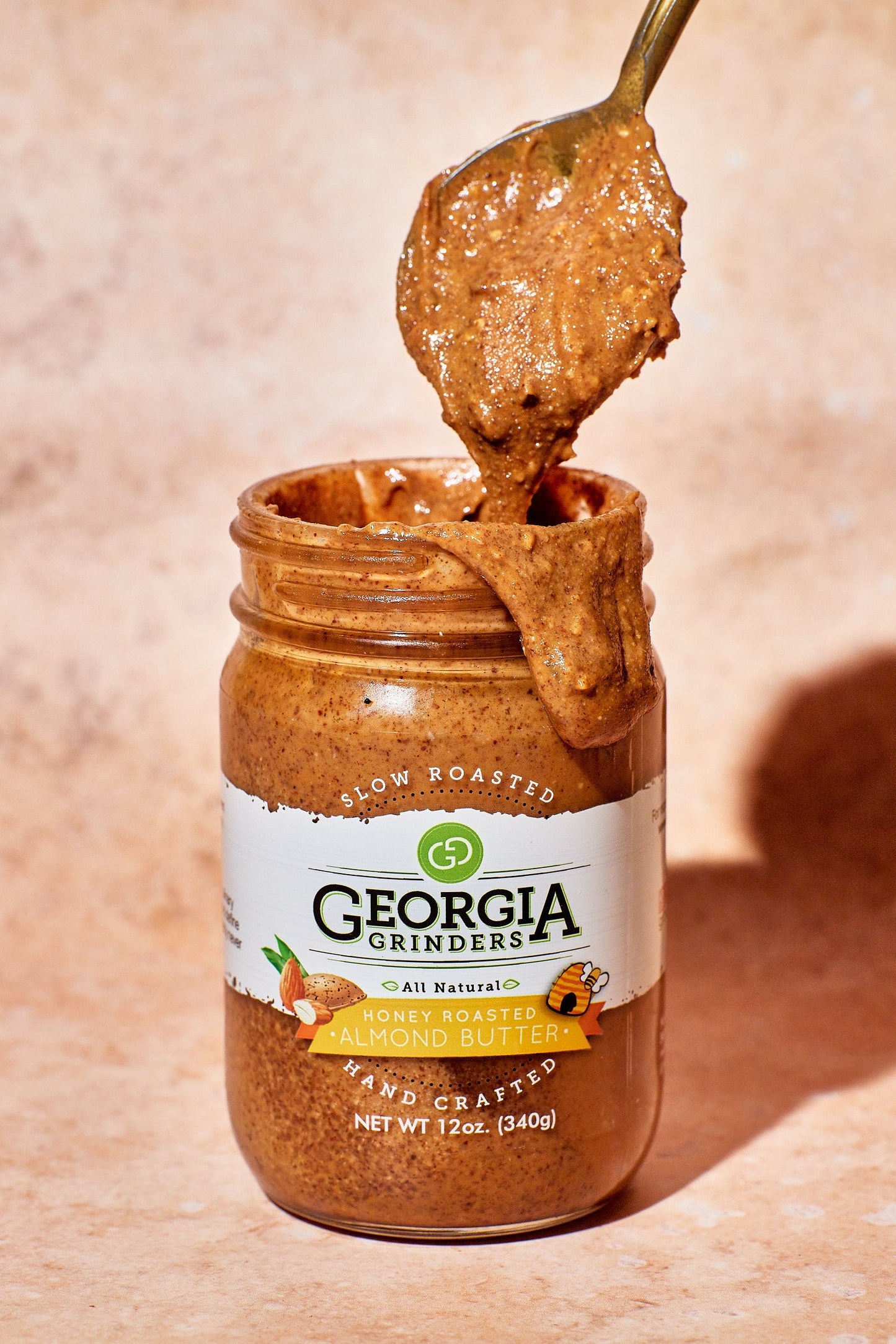 georgia grinders maple caramel almond butter and honey roasted almond butter mix pack (two 12oz jars of each) - cp-cl