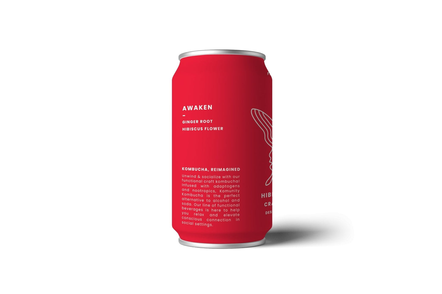 komunity kombucha "awaken" hibiscus ginger kombucha cans - 24 x 12oz