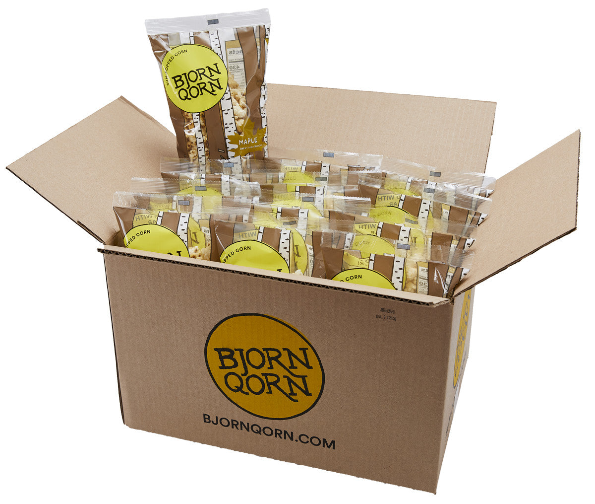 bjorn qorn maple popcorn bags - 12-pack x 3oz bag