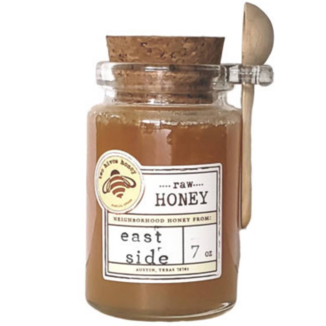 raw honey w/ cork & spoon jars - 6 jars x 7oz