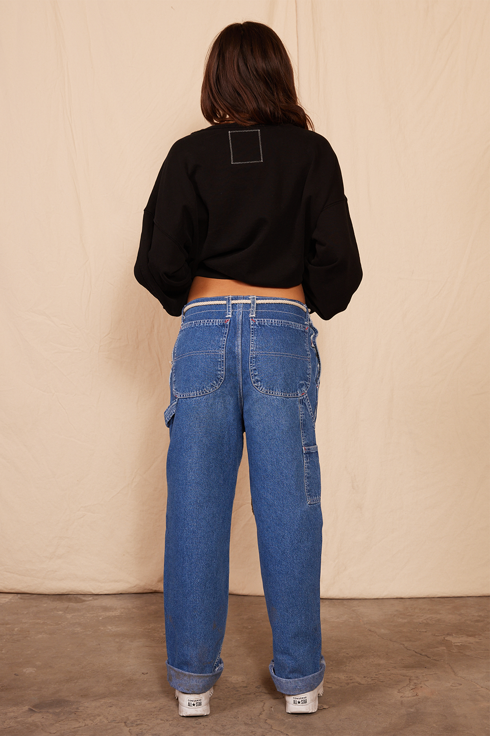 vintage low rise tie jeans