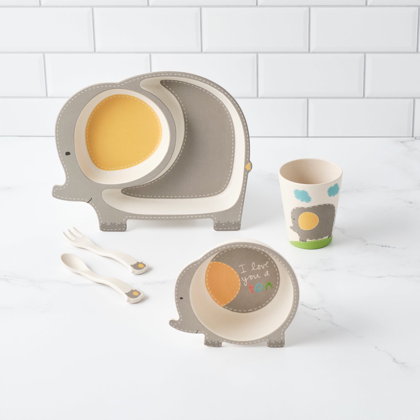 elly elephant dinnerware set