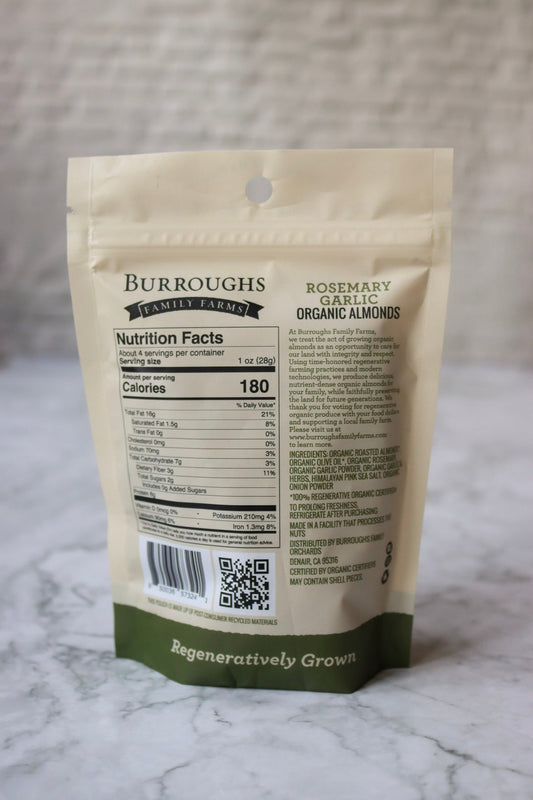 Regenerative Organic Rosemary Garlic Almonds by Burroughs Family Farms