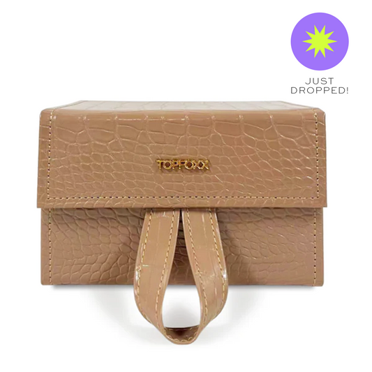 Nude Faux Croco Travel Case