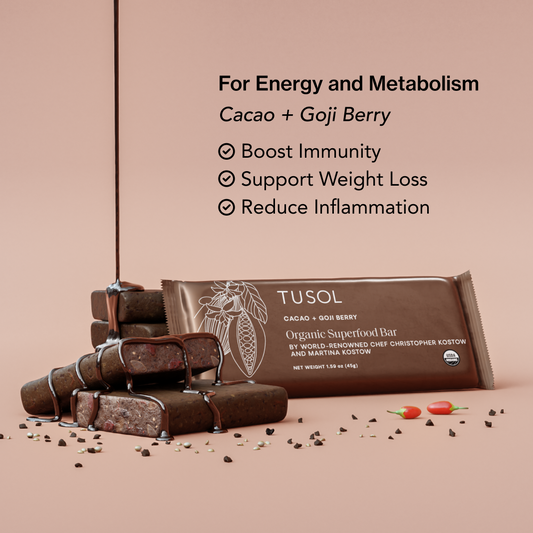 Organic Cacao + Goji Berry Superfood Bar by TUSOL Wellness