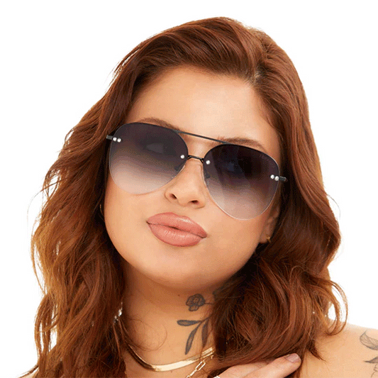 Megan 2 - Faded Black Metal Aviator Sunglasses by TopFoxx