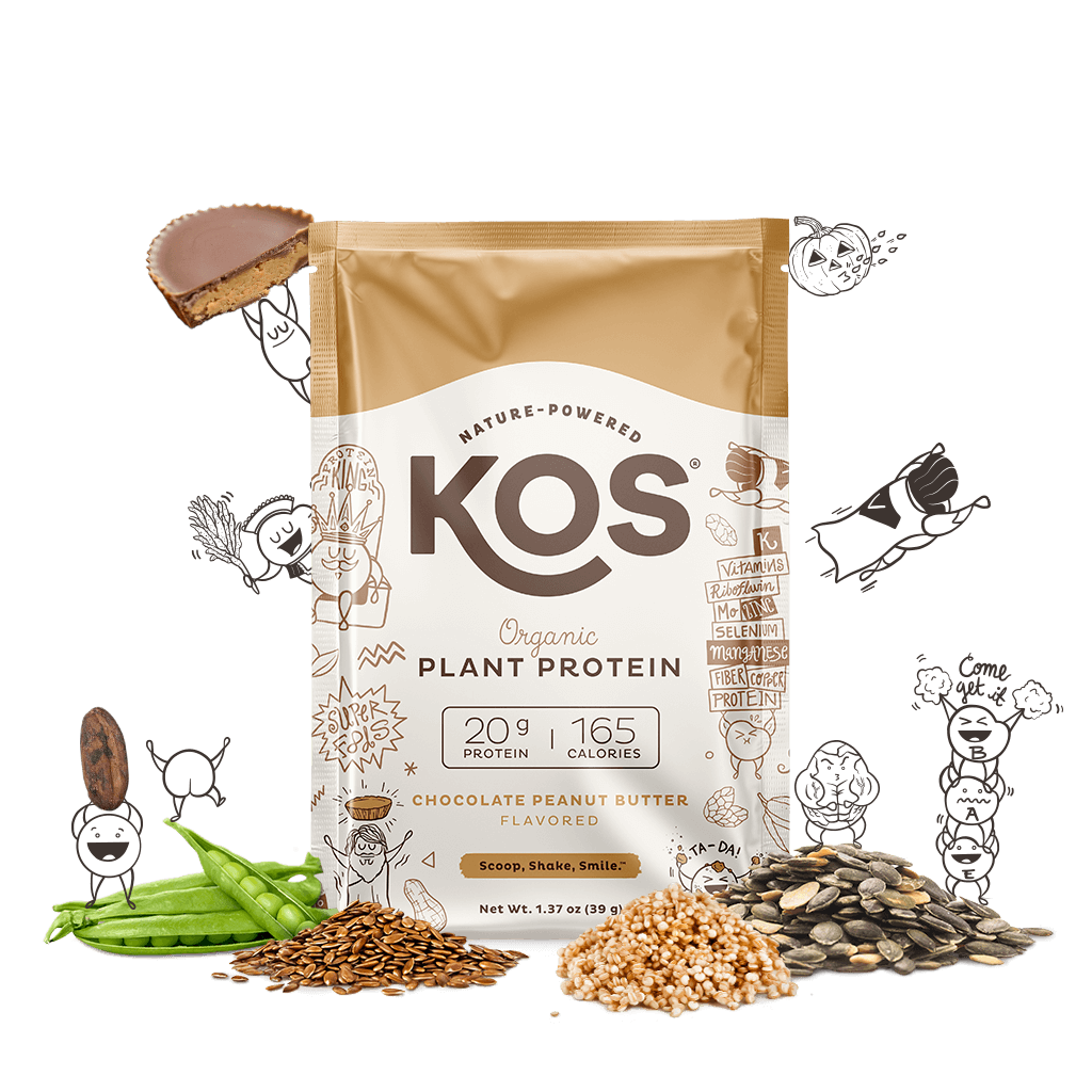 kos organic plant protein - chocolate peanut butter - single serving