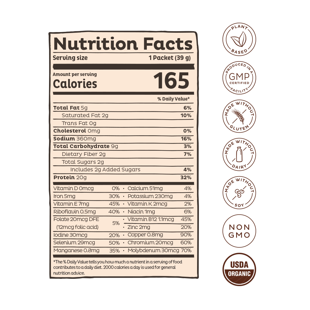 kos organic plant protein - chocolate peanut butter - single serving