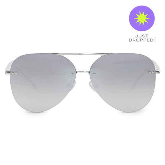 Smaller Megan 2 - Silver Metal Aviator Sunglasses