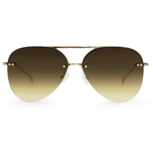 Smaller Megan 2 - Olive Metal Aviator Sunglasses with Gold Frame by TopFoxx