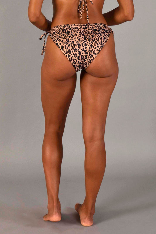 Amber Recycled Luxe String Bikini Bottom in Nude Leopard by Wear Love More