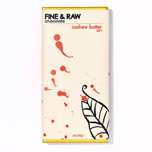Fine and Raw Chocolate Bars, Cashew Butter Filled, Organic (54% Cocoa / Cacao) - 10 Bars x 2oz by Farm2Me