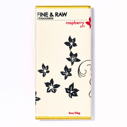 Fine and Raw Dark Chocolate Bars, Raspberry (67% Cocoa / Cacao), Organic - 10 Bars x 2oz by Farm2Me