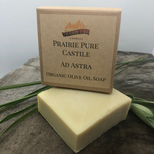 Ad Astra Real Castile Organic Olive Oil Soap for Sensitive Skin - Dye Free - 100% Certified Organic Extra Virgin Olive Oil by Prairie Fire Tallow, Candles, and Lavender