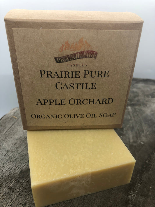 Apple Orchard Real Castile Organic Olive Oil Soap for Sensitive Skin - Dye Free - 100% Certified Organic Extra Virgin Olive Oil by Prairie Fire Tallow, Candles, and Lavender