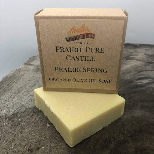 Prairie Spring Real Castile Organic Olive Oil Soap for Sensitive Skin - Dye Free - 100% Certified Organic Extra Virgin Olive Oil by Prairie Fire Tallow, Candles, and Lavender