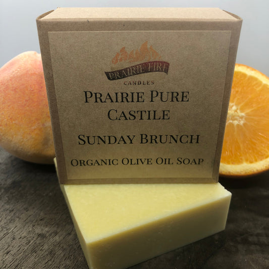 Sunday Brunch Real Castile Organic Olive Oil Soap for Sensitive Skin - Dye Free - 100% Certified Organic Extra Virgin Olive Oil by Prairie Fire Tallow, Candles, and Lavender
