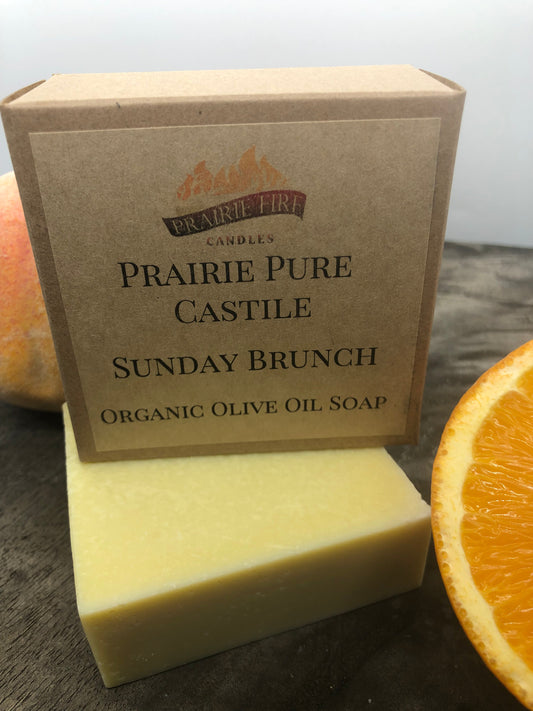 Sunday Brunch Real Castile Organic Olive Oil Soap for Sensitive Skin - Dye Free - 100% Certified Organic Extra Virgin Olive Oil by Prairie Fire Tallow, Candles, and Lavender