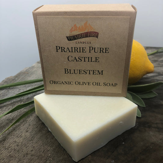 Bluestem Real Castile Organic Olive Oil Soap for Sensitive Skin - Dye Free - 100% Certified Organic Extra Virgin Olive Oil by Prairie Fire Tallow, Candles, and Lavender
