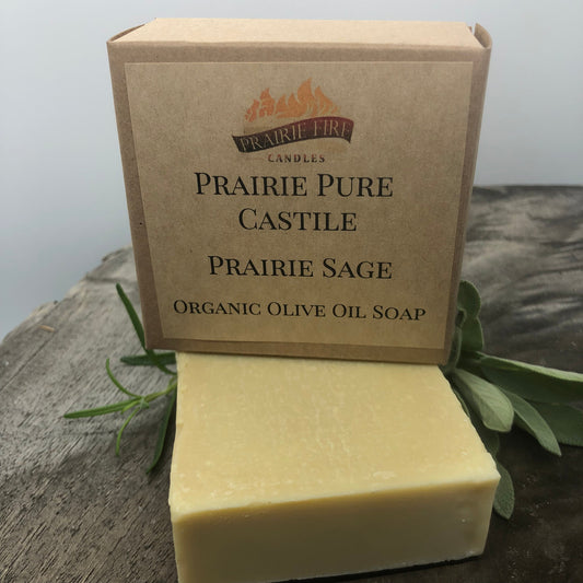 Prairie Sage Real Castile Organic Olive Oil Soap for Sensitive Skin - Dye Free - 100% Certified Organic Extra Virgin Olive Oil by Prairie Fire Tallow, Candles, and Lavender