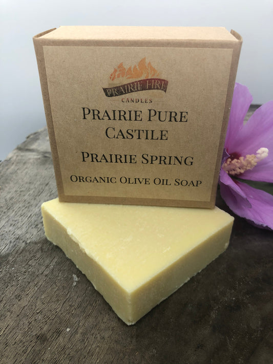 Prairie Spring Real Castile Organic Olive Oil Soap for Sensitive Skin - Dye Free - 100% Certified Organic Extra Virgin Olive Oil by Prairie Fire Tallow, Candles, and Lavender