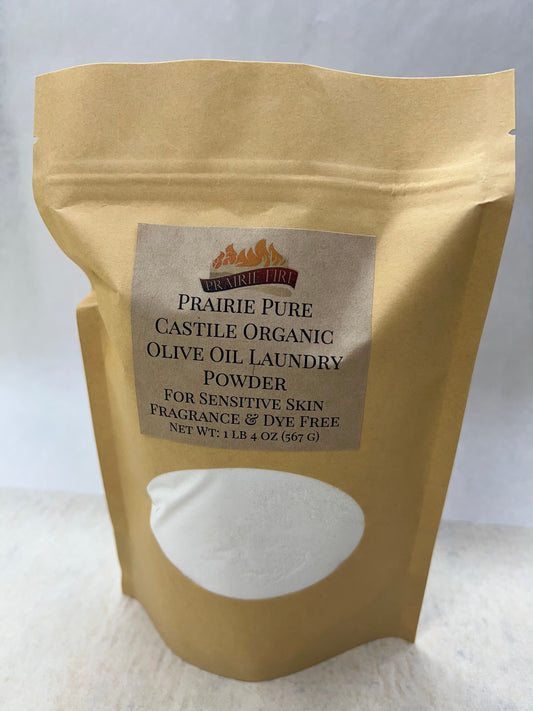 Pure Castile Organic Olive Oil Fragrance and Dye Free Laundry Powder Detergent Net Wt: 1 lb 4 oz Fragrance Dye Free Sensitive Skin by Prairie Fire Tallow, Candles, and Lavender