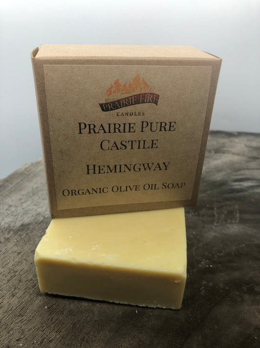 Hemingway Real Castile Organic Olive Oil Soap for Sensitive Skin - Dye Free - 100% Certified Organic Extra Virgin Olive Oil by Prairie Fire Tallow, Candles, and Lavender