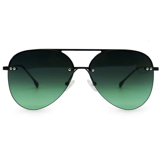 Smaller Megan 2 - Dark Green Metal Aviator Sunglasses by TopFoxx