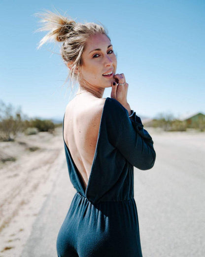 Long Sleeve Jumpsuit with Drop Back
