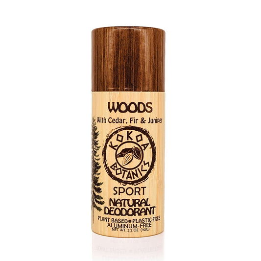 WOODS - Natural Deodorant - Plastic-Free - Sport - Aluminum-Free 3.2 oz by kokoabotanics