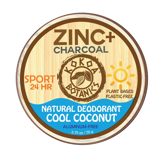 ZINC & CHARCOAL Sport - Natural Deodorant - Cool Coconut - Aluminum-free 2.75 oz